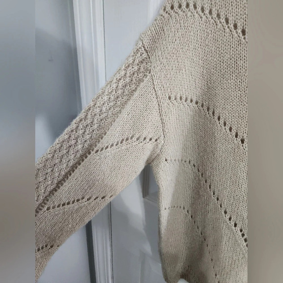 Chelsea & Violet wool mohair blend peek through eyelit knit sweater stretch LG - Picture 7 of 13